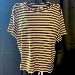 Baby Pink Striped Cropped Shirt